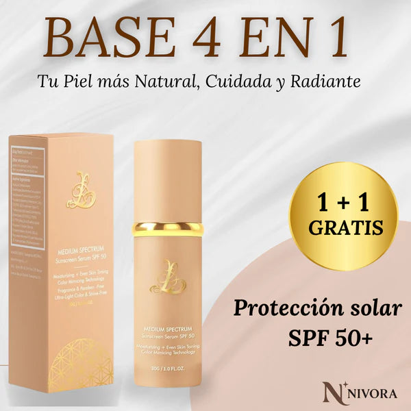 COMPRA 1 LLEVA 2 - Base Espectral Media 4 en 1 – Impermeable, Larga Duración, SPF50 y Cobertura Total