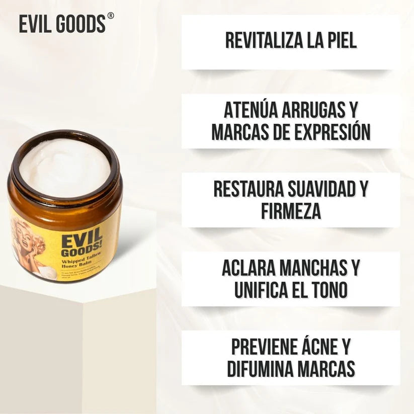 PROMO 2X1 - COMPRA 1 LLEVA 2  EVIL GOODS® (Bálsamo facial de sebo de res y miel)