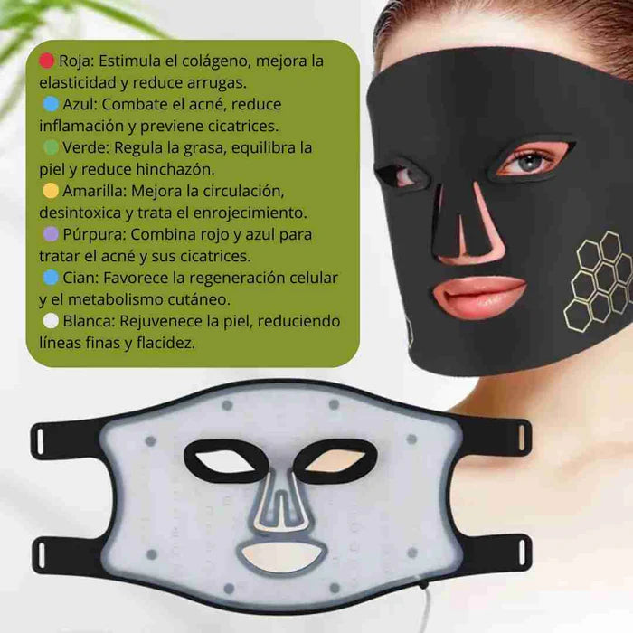 Máscara facial LED con terapia de luz roja para La cara y la piel