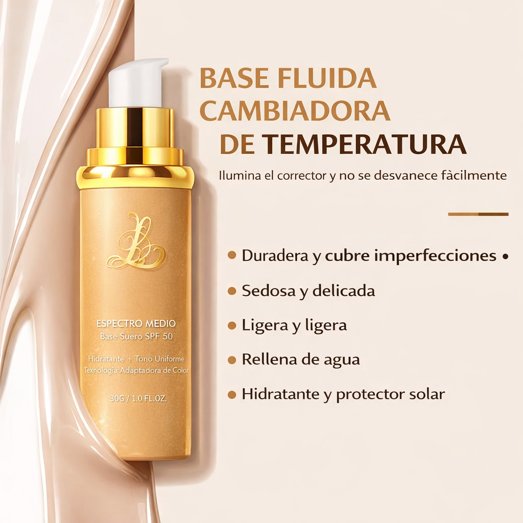 COMPRA 1 LLEVA 2 - Base Espectral Media 4 en 1 – Impermeable, Larga Duración, SPF50 y Cobertura Total