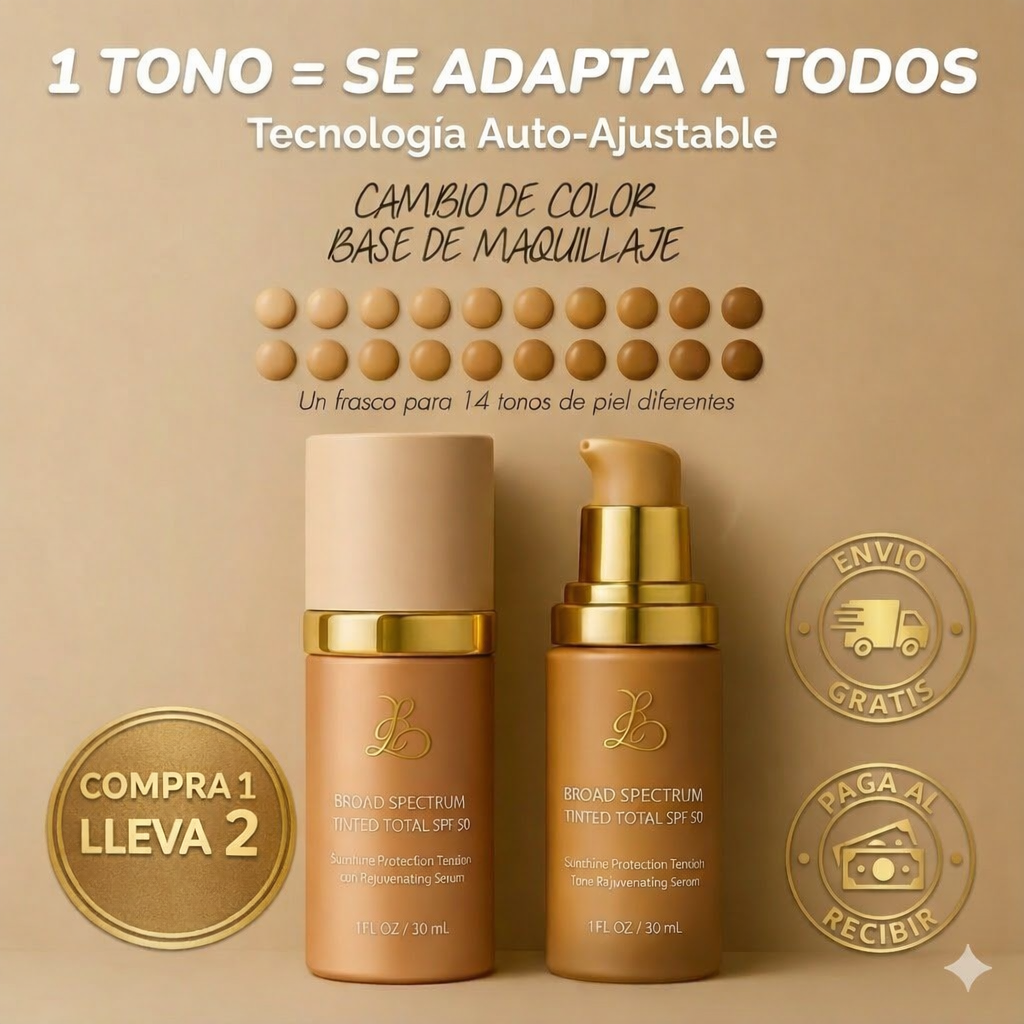 COMPRA 1 LLEVA 2 - Base Espectral Media 4 en 1 – Impermeable, Larga Duración, SPF50 y Cobertura Total